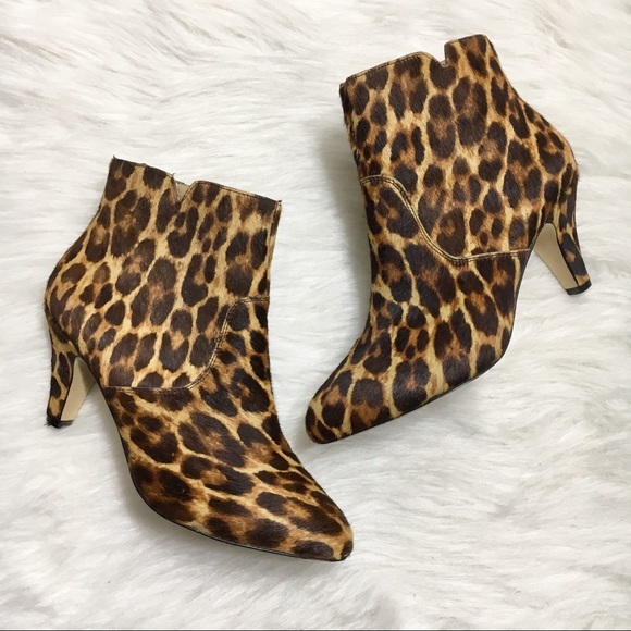 leopard pony hair booties